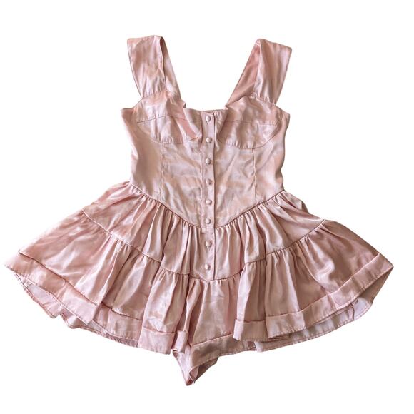 NWT Vanessa Mooney Elisabeth Baby Pink Silk Romper Medium - Picture 2 of 9
